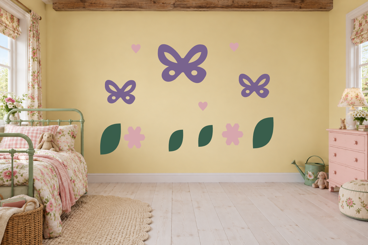 Butterfly Meadow Flight — exact recommended kit arranged in a kids’ room