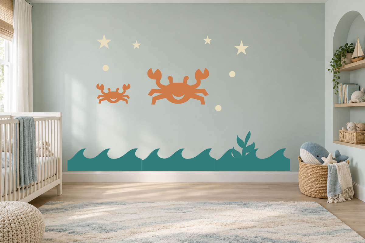 Crab Cove — exact recommended kit arranged in a kids’ room