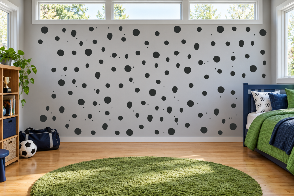 Dalmatian Dot Dash — exact recommended kit arranged in a kids’ room
