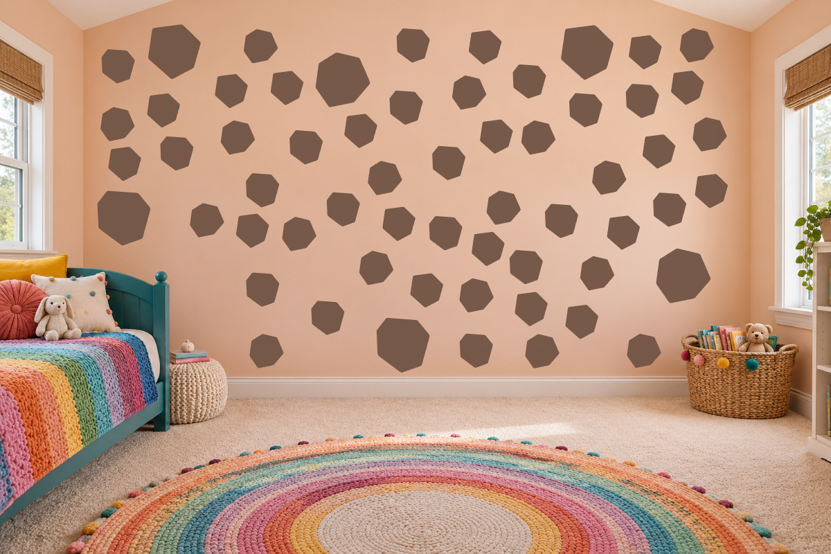 Giraffe Golden Mosaic — exact recommended kit arranged in a kids’ room