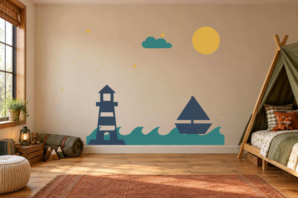Lighthouse Harbor — exact recommended kit arranged in a kids’ room
