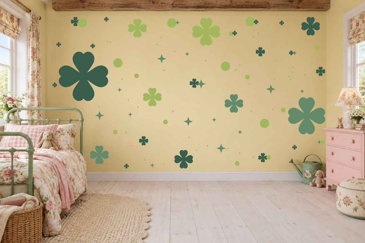Lucky Four-Leaf Clovers — exact recommended kit arranged in a kids’ room