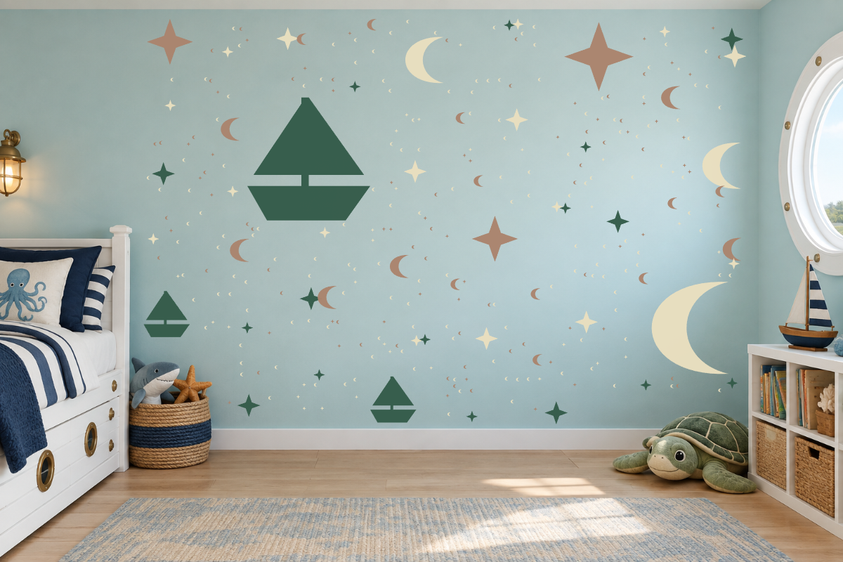 Moonlight Sailing — exact recommended kit arranged in a kids’ room