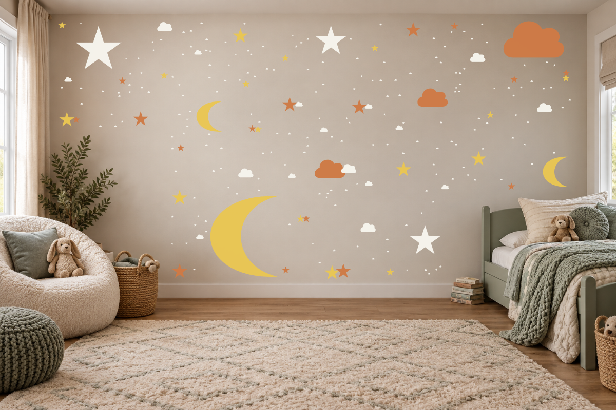 Night Sky — exact recommended kit arranged in a kids’ room