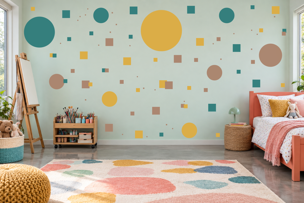 Playful Shapes — exact recommended kit arranged in a kids’ room