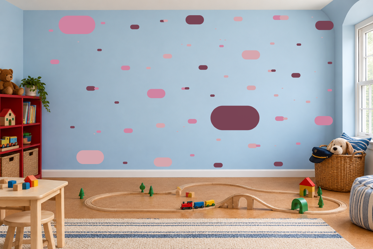 Rounded Pill Pop — exact recommended kit arranged in a kids’ room