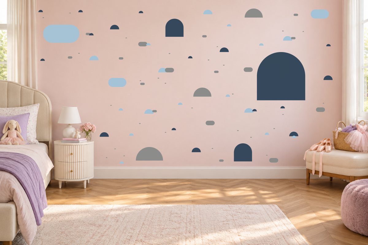 Soft Geometry — exact recommended kit arranged in a kids’ room