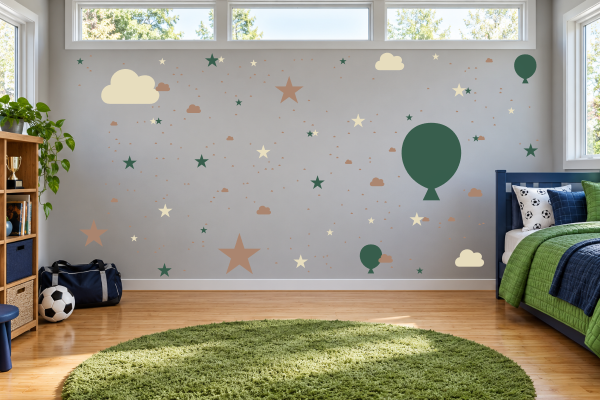 Up Up and Away — exact recommended kit arranged in a kids’ room