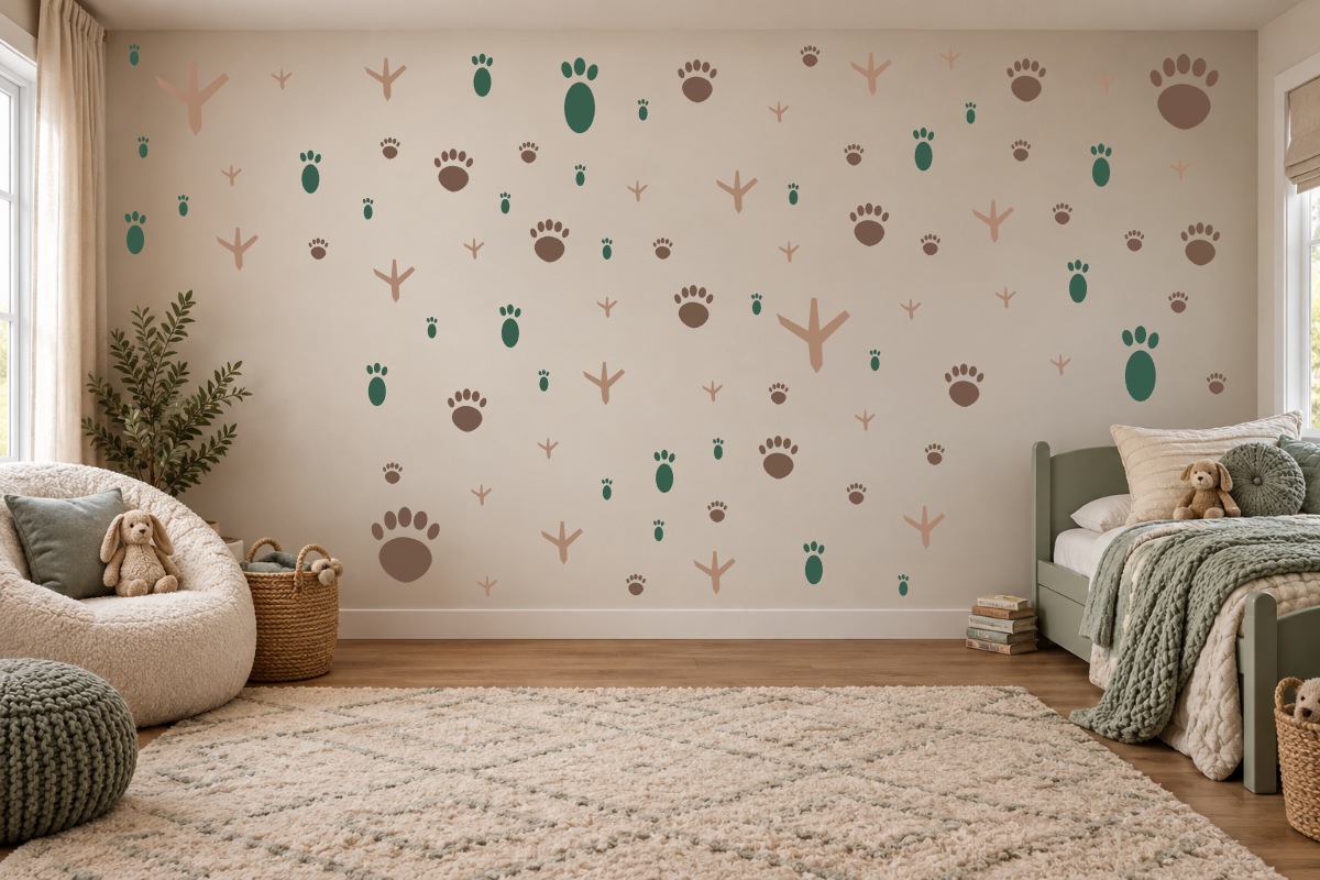 Woodland Track Party — exact recommended kit arranged in a kids’ room